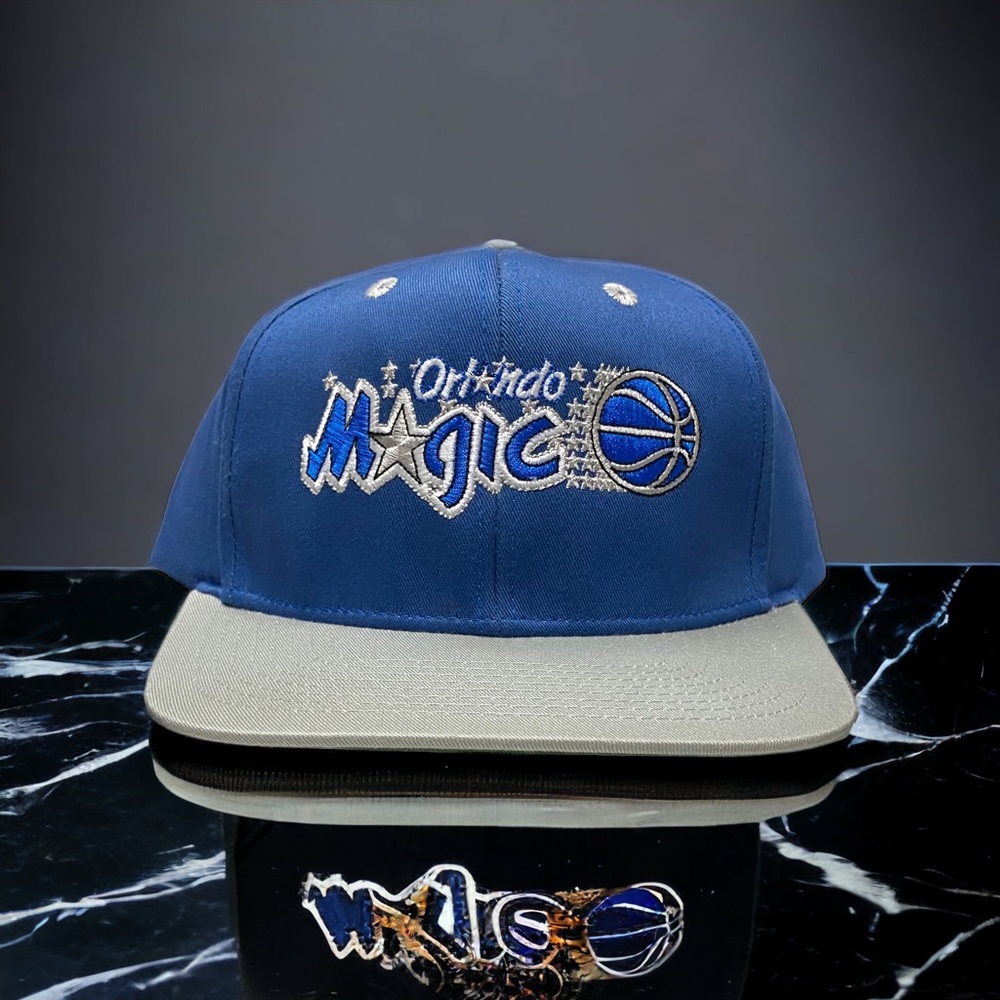 Orlando Magic NBA Adidas Flat Brim Snapback Hat Cap Blue Gray Throwback Retro
